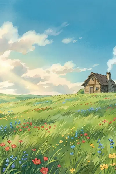Ghibli Meadow style AI generated image